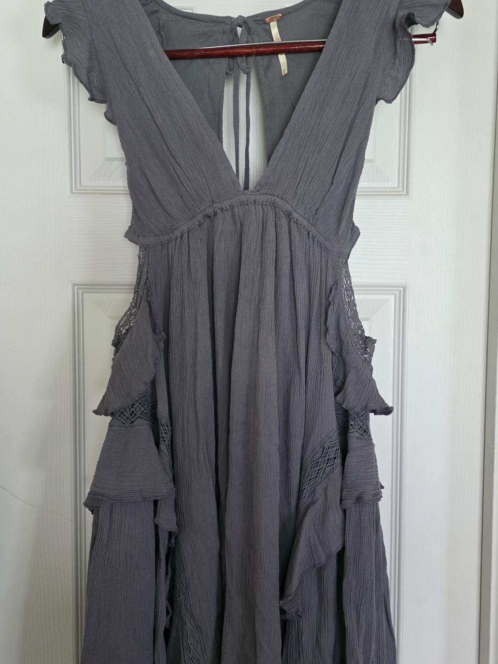 Free People Gray Ruffle Mini Dress - Picture 6 of 10